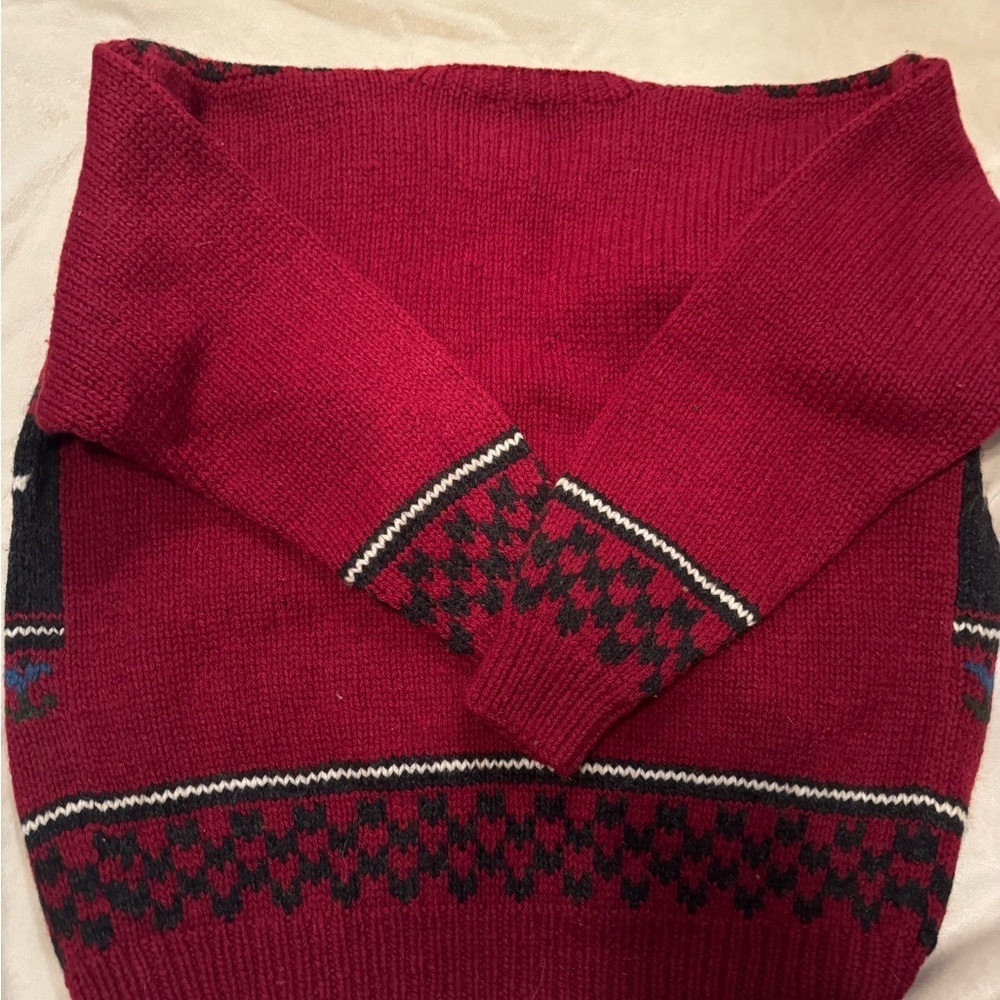 Vintage Woolrich wool Red Knit Cardigan with sheep, large - Picture 7 of 7